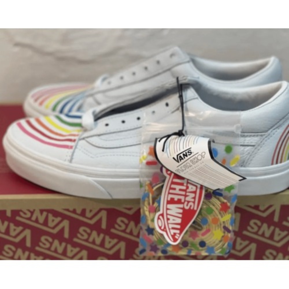 Vans Sneakers Old Skool Flour Shop Rainbow Men's Size‎ 10.5 Women 12 White New - Picture 5 of 11